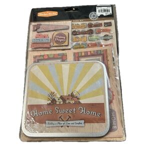 NWT Mini Scrapbooking Album Kit Home Improvements Theme With Metal Box Storage